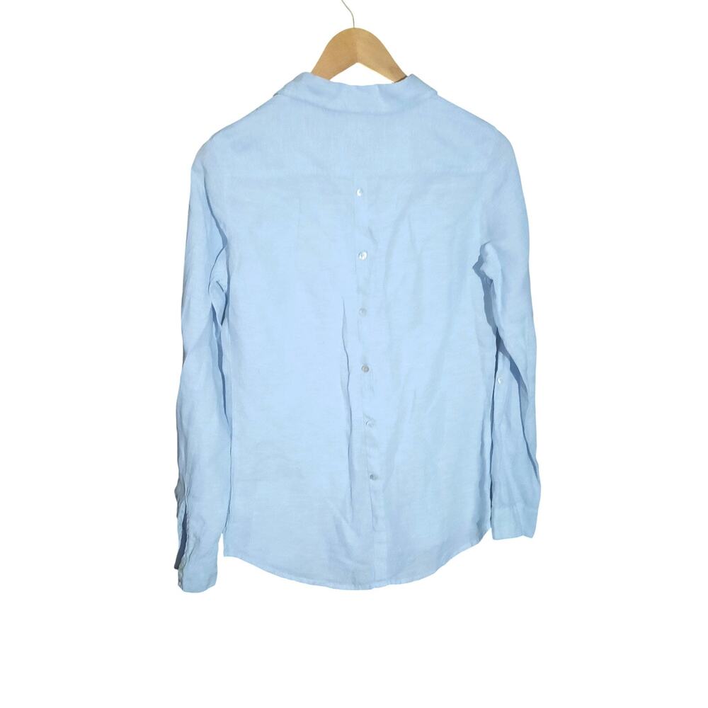 Sigrid Olsen Womens Sky Blue 100% Linen Long Sleeve Shirt Size Small - Picture 3 of 6